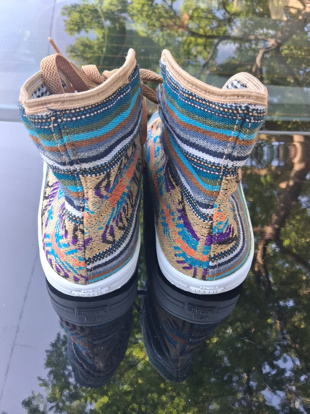 Source Unknown Turquoise Blue Striped High-Top Sneakers